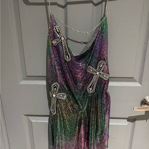 Current Mood Shimmering Multicolor Sequin Dress
